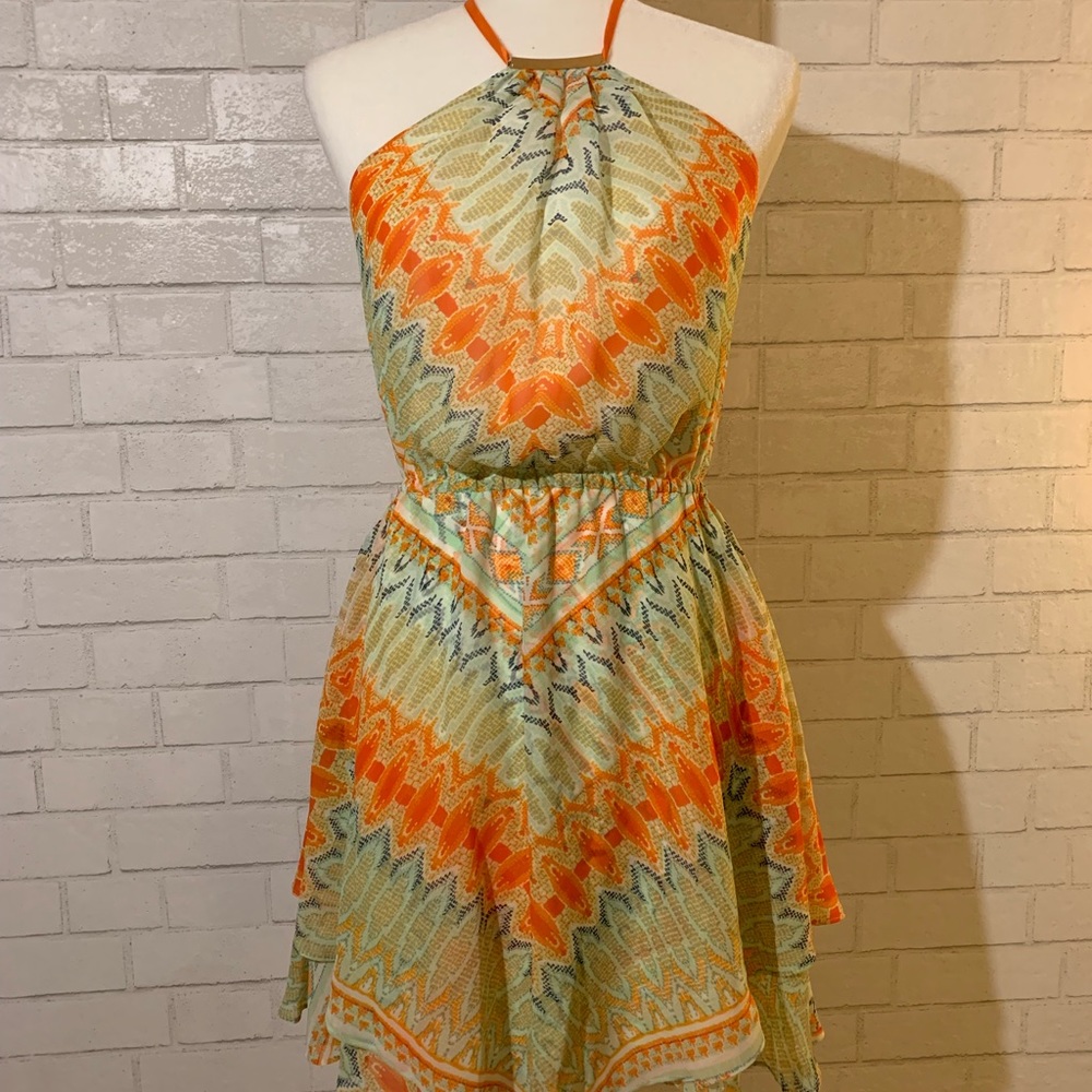 Bebe Summer Print Halter Dress